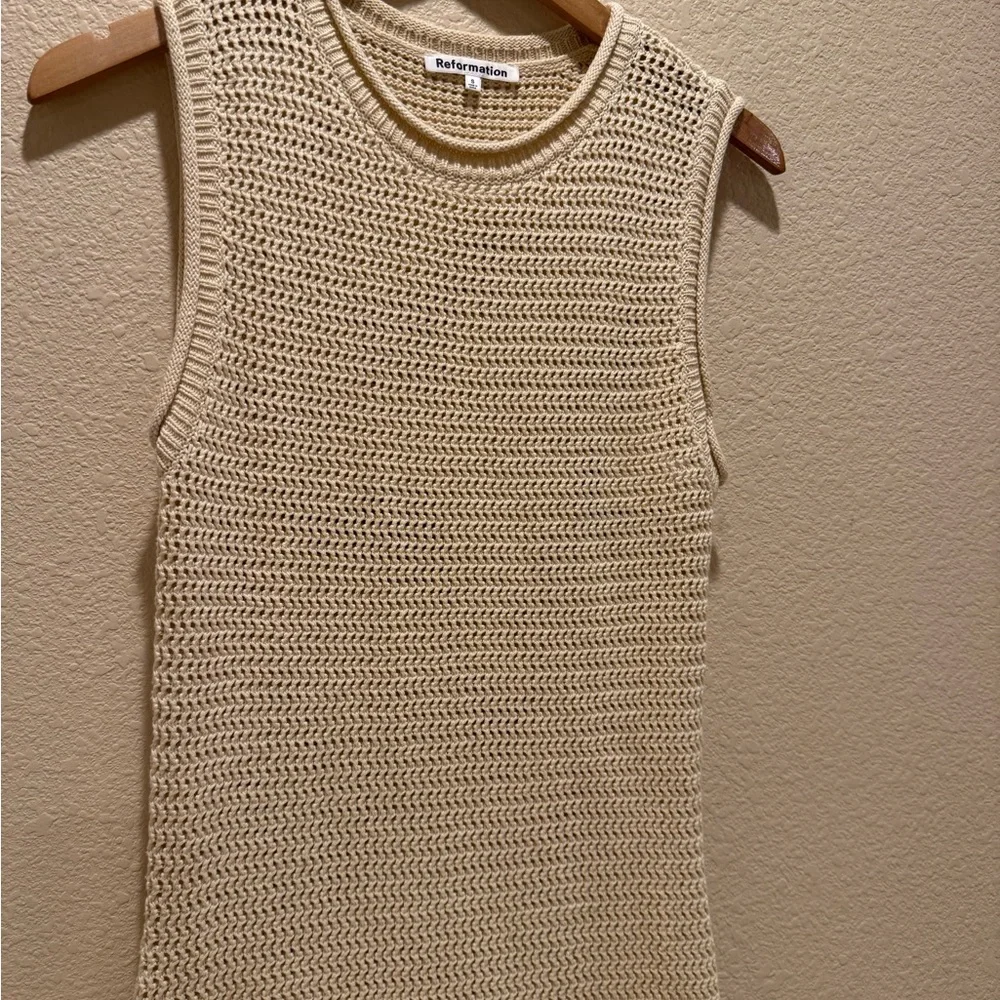 Reformation Nolan Sleeveless Crochet  Organic Cotton Sweater Maxi Dress - Picture 10 of 12
